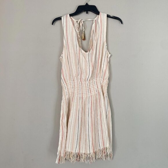 Becca cream stripe tassel mini dress nwt - Picture 3 of 8